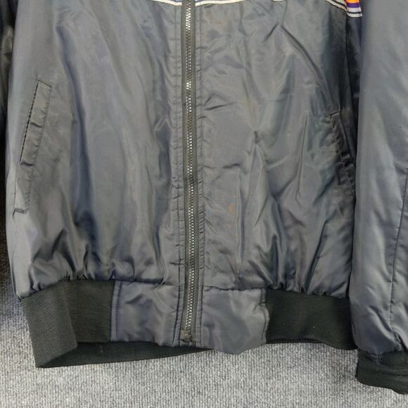 Vintage FedEx Federal Express Full Zip Coat Size L Gray Striped Quilted Liner - Picture 7 of 12